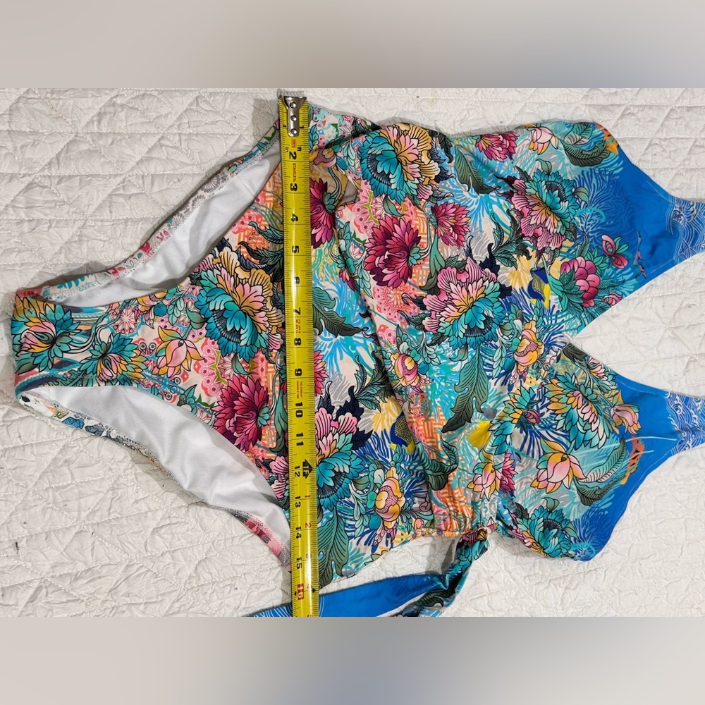 Johnny Was Floral One-Piece Swimsuit in Blue, Pink, Green - Picture 9 of 10